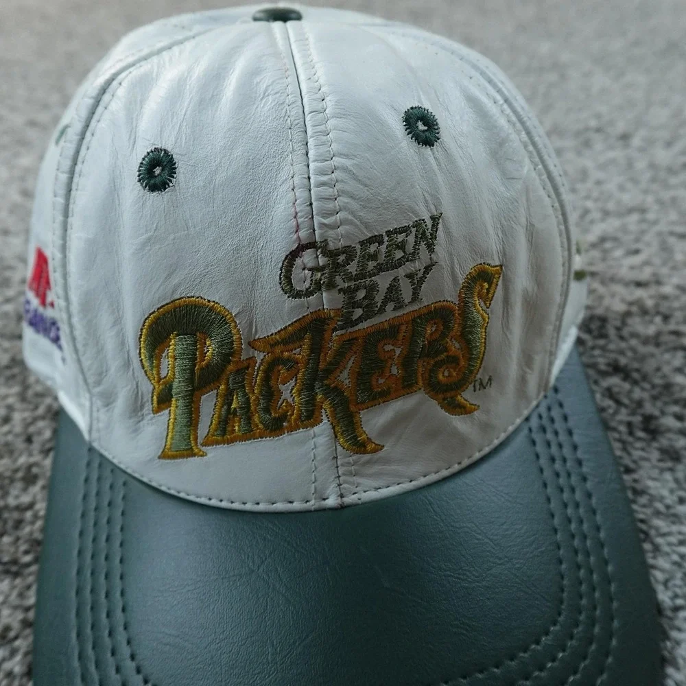 VTG Green Bay Packers Hat Mens One‎ Size Snap Back Cap NFL Football Leather USA